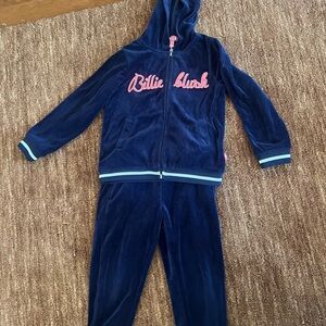 Billieblush Velvet Navy Tracksuit with Pink Logo